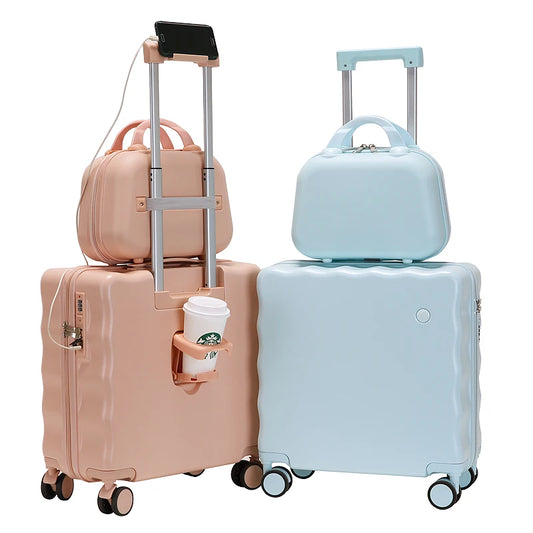 JMT-800074 18 Inch Mini Cabin Trolley Suitcase with Cup Holder and Laptop Compartment