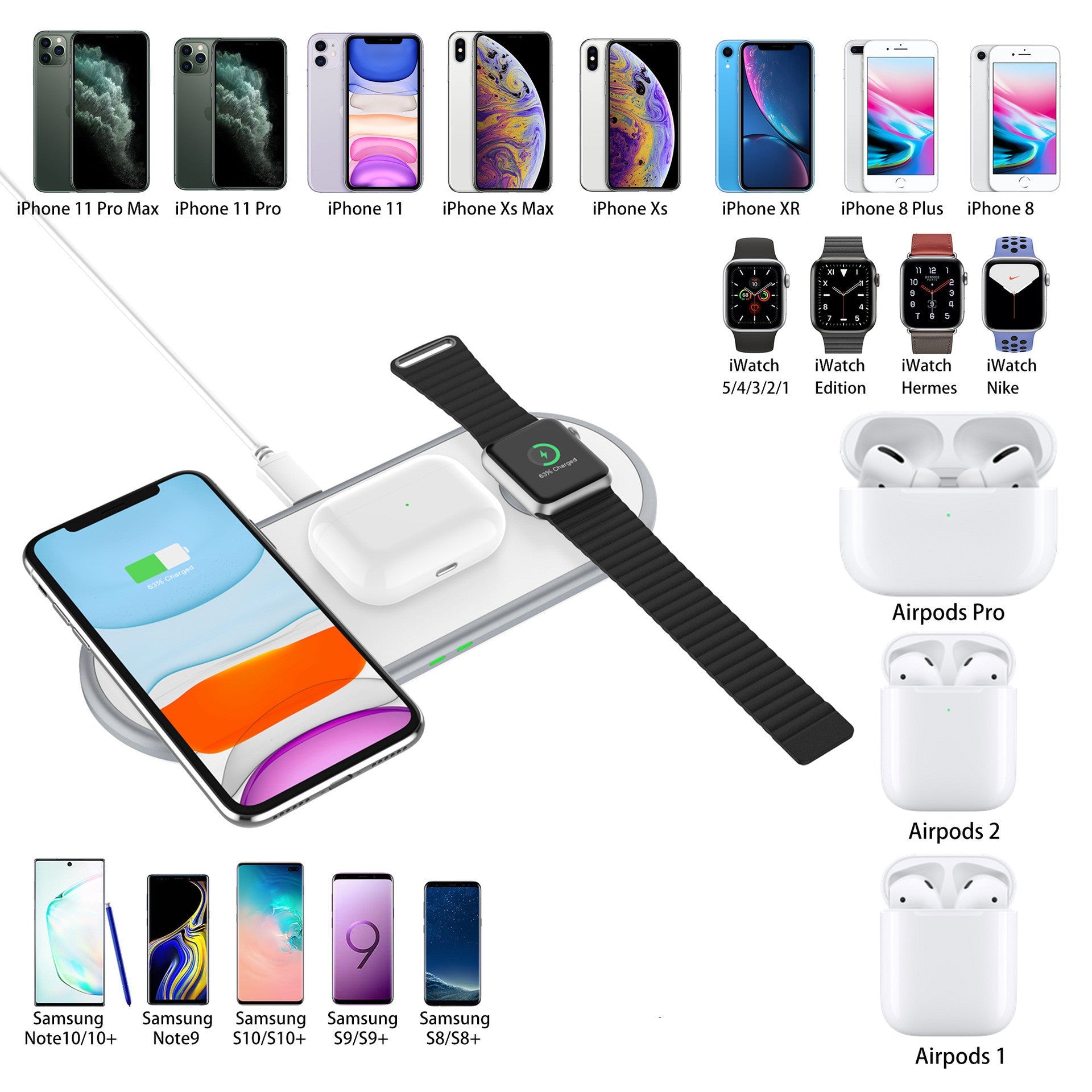 JMT-800202 Three-in-One 10W Wireless Fast Charging Phone Holder - Versatile Mobile Accessory