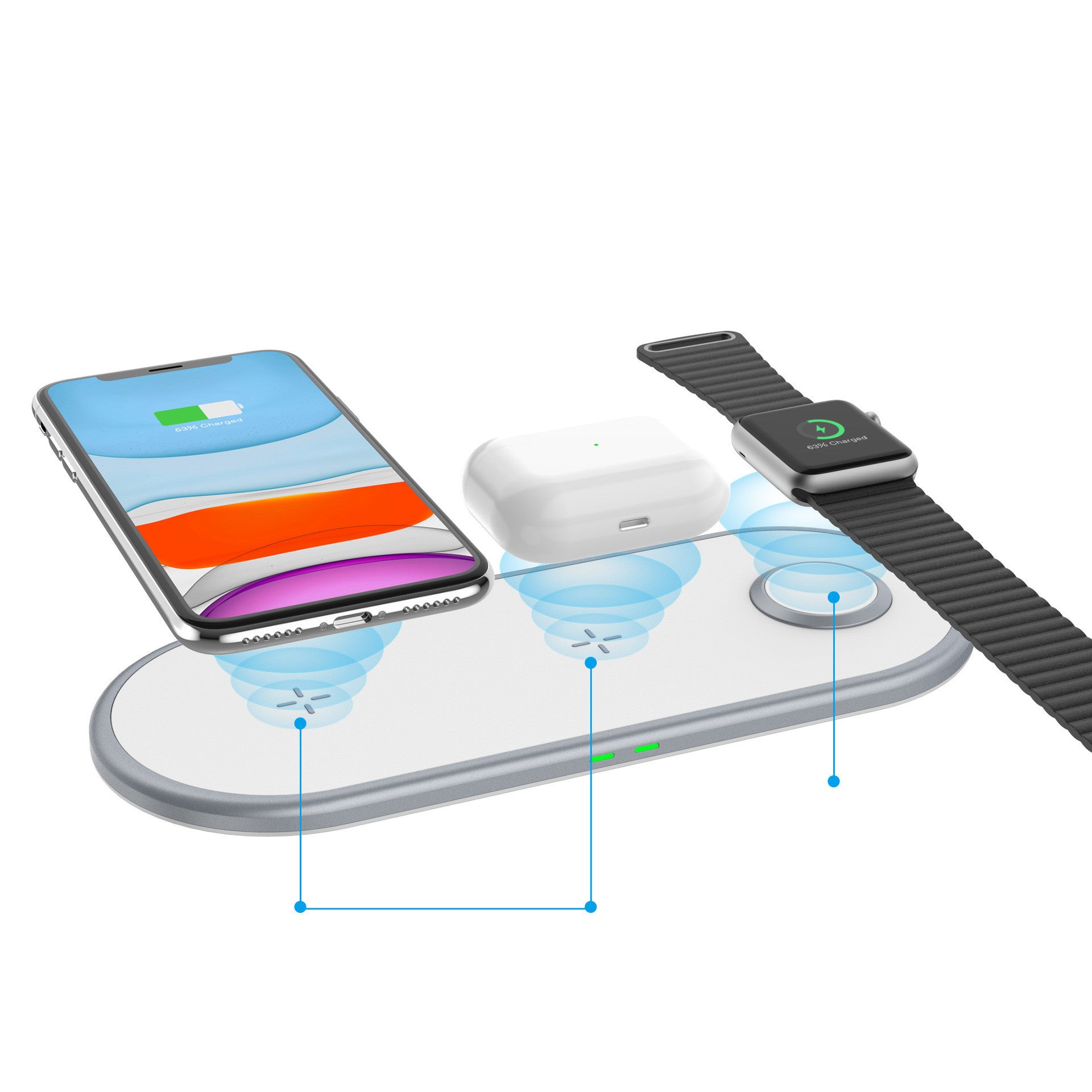 JMT-800202 Three-in-One 10W Wireless Fast Charging Phone Holder - Versatile Mobile Accessory