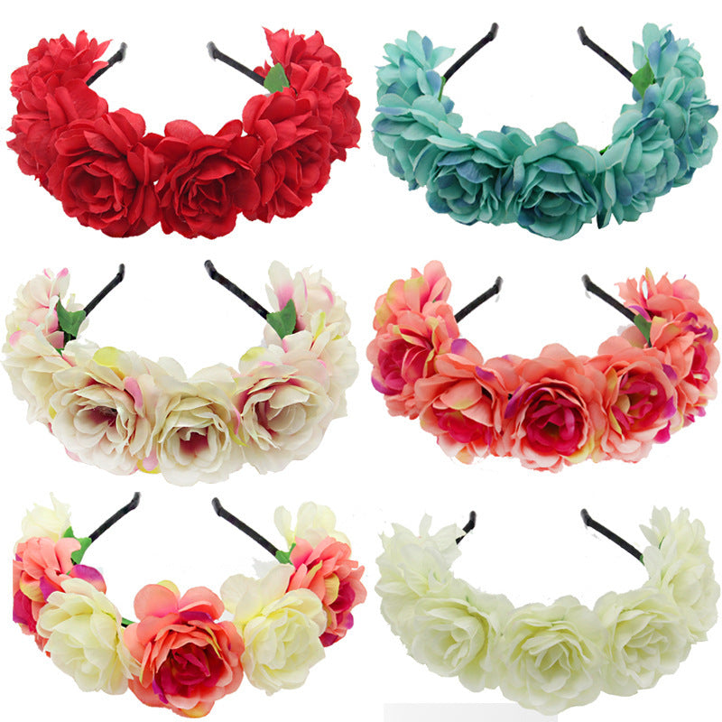 JMT-800714 Flower-Shaped Cloth Headband in Red, Pink, and Mixed Colors