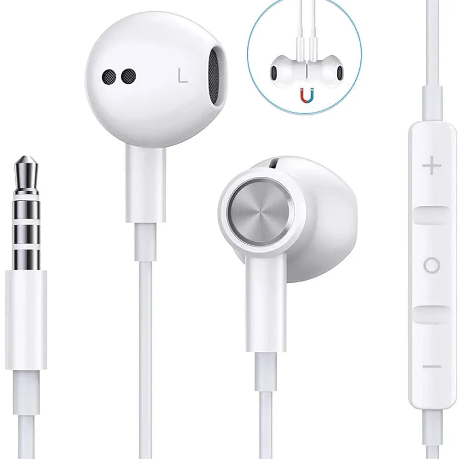 JMT-800842 Wired 3.5mm Earbuds with Microphone and Magnetic Design for iPhone