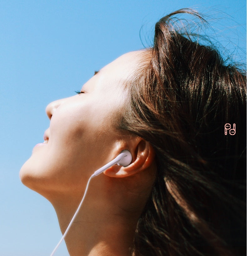 JMT-801162 Wired In-Ear Headset with Microphone for Mobile Phone Calls and Music, White, 1.2m Cable Length