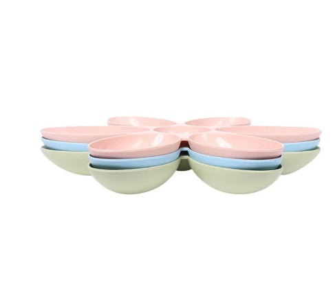 JMT-801354 Elegant Flower Pattern Shallow Rice Bowl for Adults - Multi-Meal Dining Use, 42cm x 4.5cm, Available in Blue, Green, and Pink