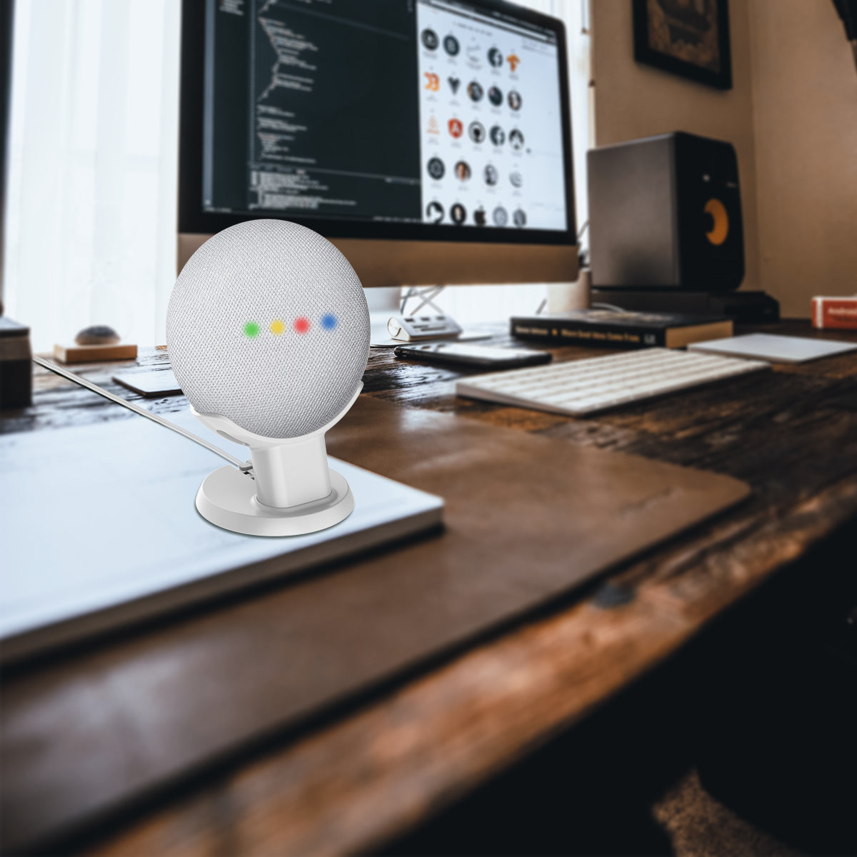 JMT-801674 Compact Voice Assistant Holder for Kitchen, Bedroom, and Study - Versatile Table Mount Solution
