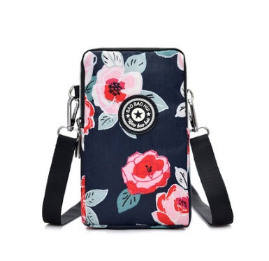 JMT-801866 Vertical Oxford Phone Bag with Zipper Closure and Multiple Floral Prints