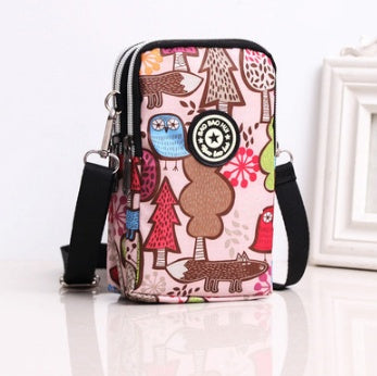 JMT-801866 Vertical Oxford Phone Bag with Zipper Closure and Multiple Floral Prints