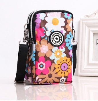 JMT-801866 Vertical Oxford Phone Bag with Zipper Closure and Multiple Floral Prints