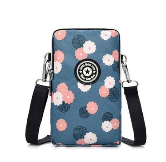 JMT-801866 Vertical Oxford Phone Bag with Zipper Closure and Multiple Floral Prints
