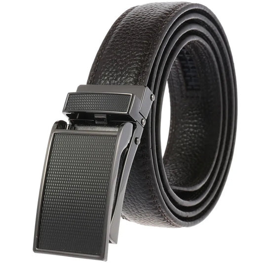 JMT-801930 Zinc Alloy Automatic Buckle Leather Belt - Stylish and Durable Design, Adjustable Fit