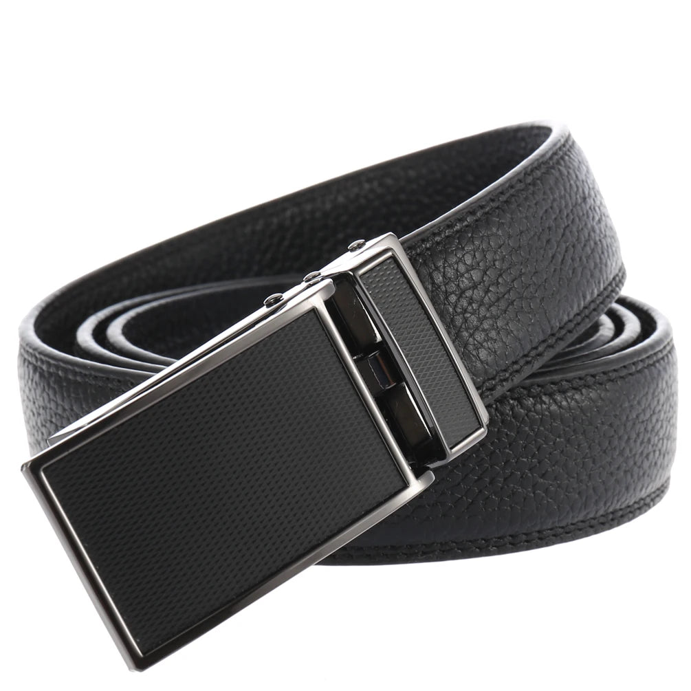 JMT-801930 Zinc Alloy Automatic Buckle Leather Belt - Stylish and Durable Design, Adjustable Fit