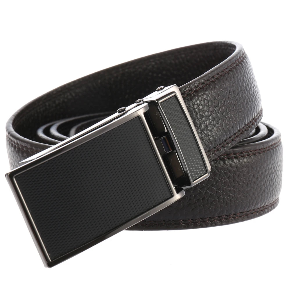 JMT-801930 Zinc Alloy Automatic Buckle Leather Belt - Stylish and Durable Design, Adjustable Fit