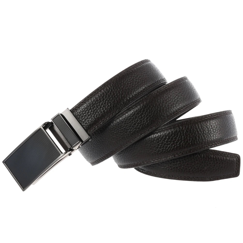 JMT-801930 Zinc Alloy Automatic Buckle Leather Belt - Stylish and Durable Design, Adjustable Fit