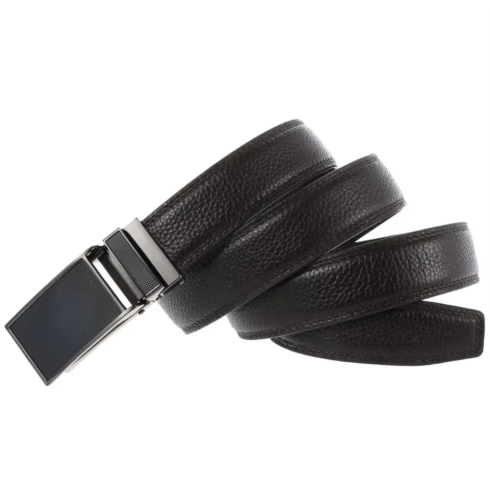 JMT-801930 Zinc Alloy Automatic Buckle Leather Belt - Stylish and Durable Design, Adjustable Fit