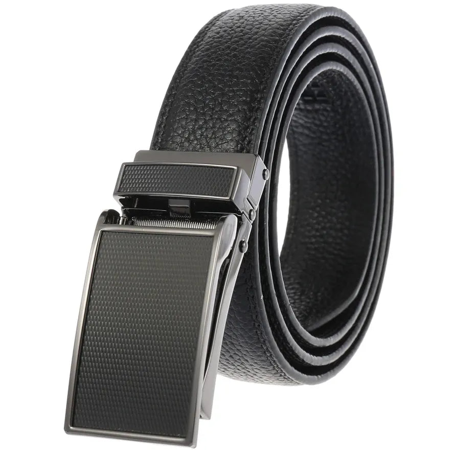 JMT-801930 Zinc Alloy Automatic Buckle Leather Belt - Stylish and Durable Design, Adjustable Fit