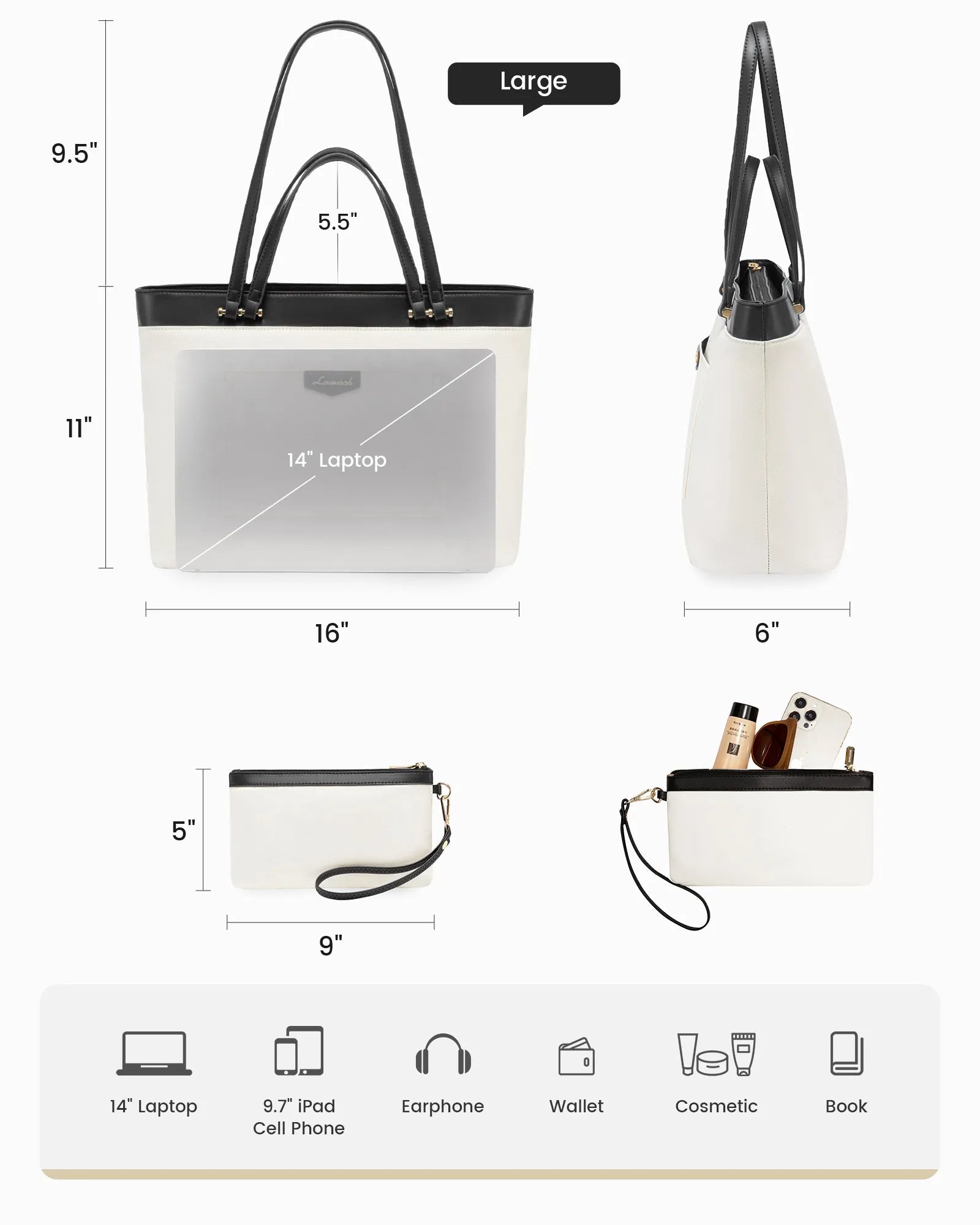 JMT-802058 Stylish Custom Tote Bag for Women with Dual Handles and Detachable Wristlet