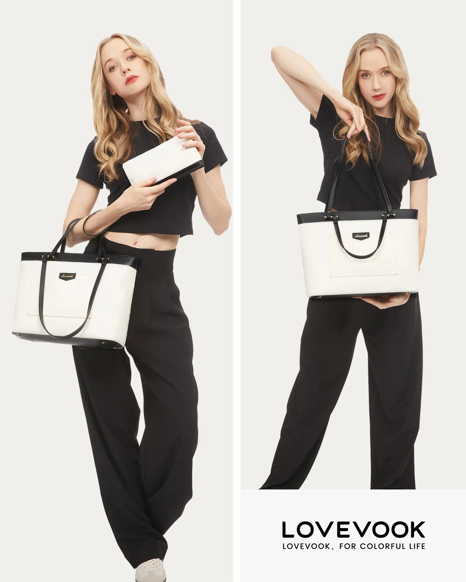 JMT-802058 Stylish Custom Tote Bag for Women with Dual Handles and Detachable Wristlet