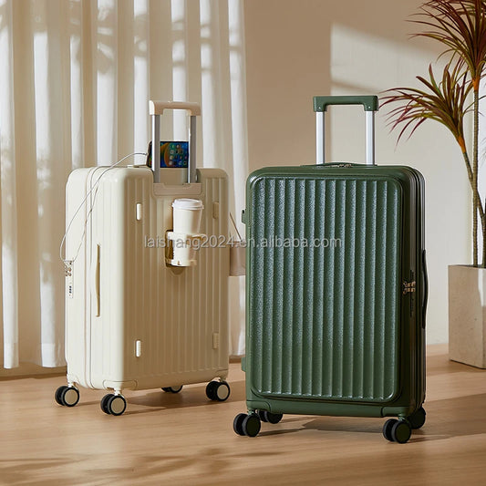 JMT-802378 ABS Luggage Set - 3-Piece Travel Suitcase with Wheels and Cup Holder Trolley Bag