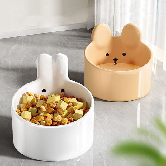 JMT-802506 Cute Ceramic Pet Bowl for Cats and Dogs - Slanted Food and Water Bowl, Available in Two Sizes