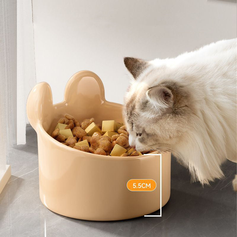 JMT-802506 Cute Ceramic Pet Bowl for Cats and Dogs - Slanted Food and Water Bowl, Available in Two Sizes