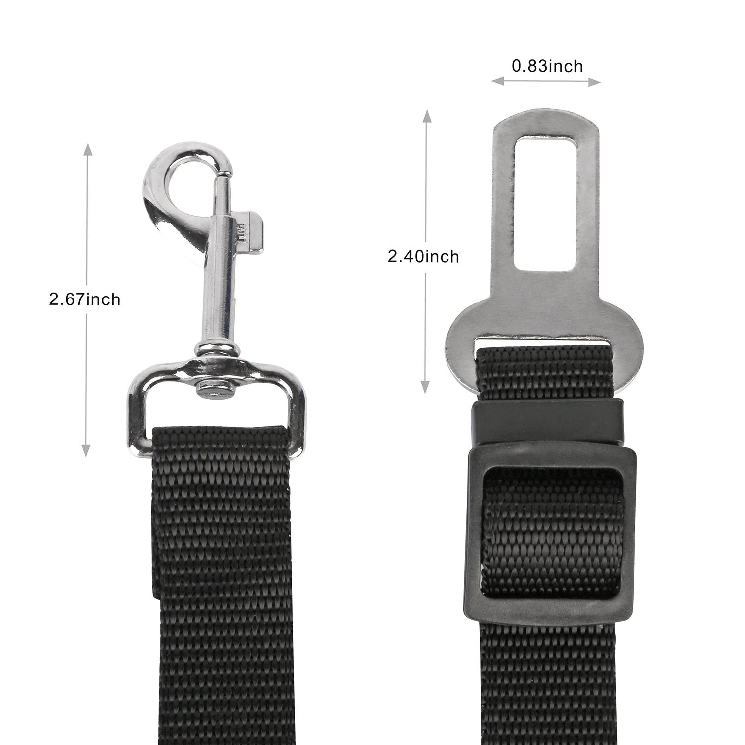 JMT-802826 Adjustable Pet Dog Safety Seat Belt Leash for Vehicles - Nylon Fabric Harness Restraint with Swivel Carabiner