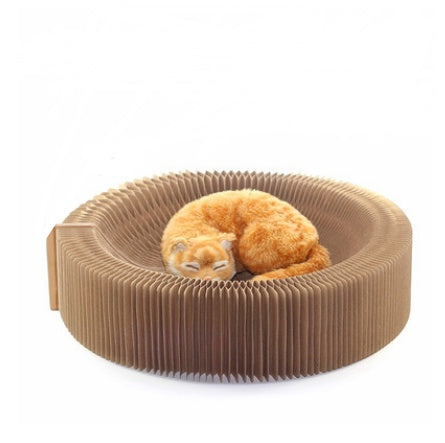 JMT-803658 Corrugated Paper Cat Scratch Board with Foldable Design and Integrated Cat Bowl 50cm