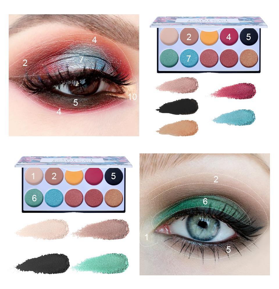 JMT-803914 Matte Waterproof Eyeshadow Palette with 10 Vibrant Colors for Natural Makeup
