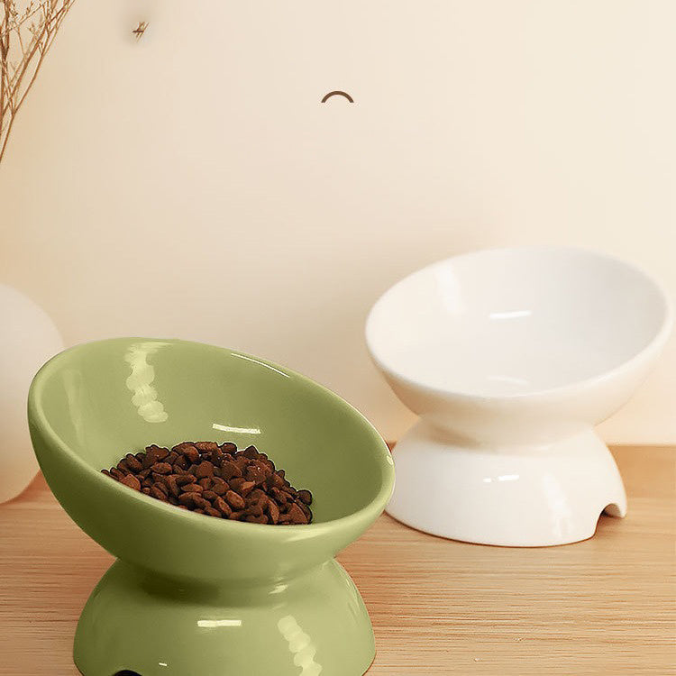 JMT-804810 Ceramic Cat Food Bowl with Slanted Design - Ideal for Comfortable Feeding and Water Access