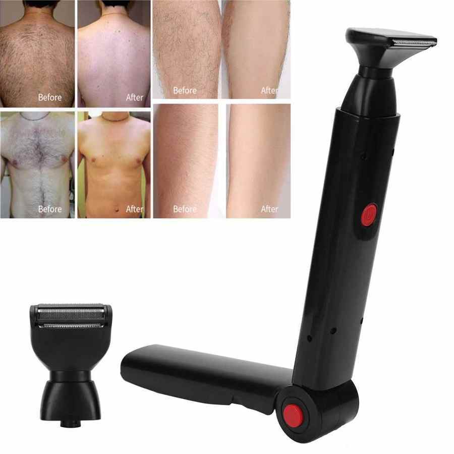 JMT-804874 Electric Back Hair Shaver with 180° Foldable Handle and Dual Blades for Safe, Smooth Hair Removal