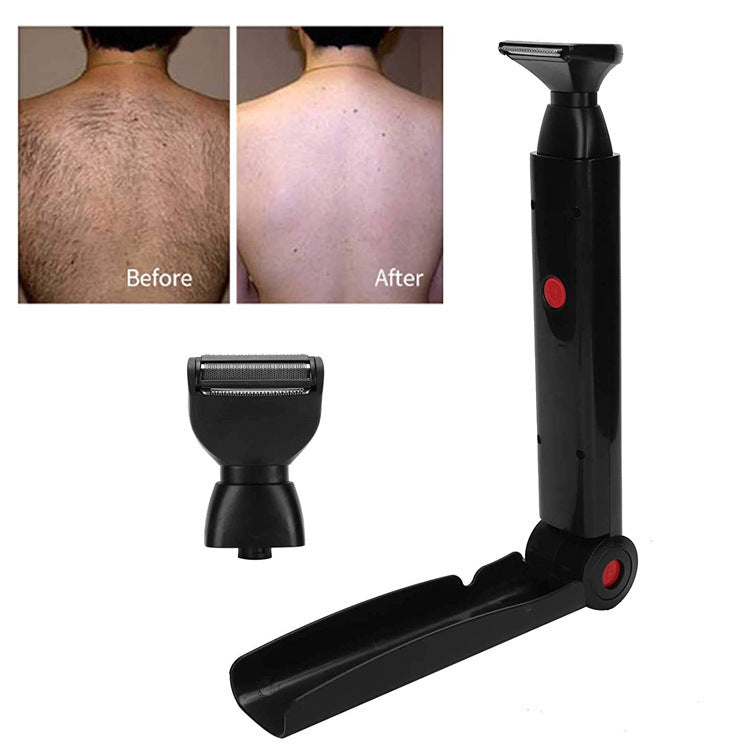 JMT-804874 Electric Back Hair Shaver with 180° Foldable Handle and Dual Blades for Safe, Smooth Hair Removal