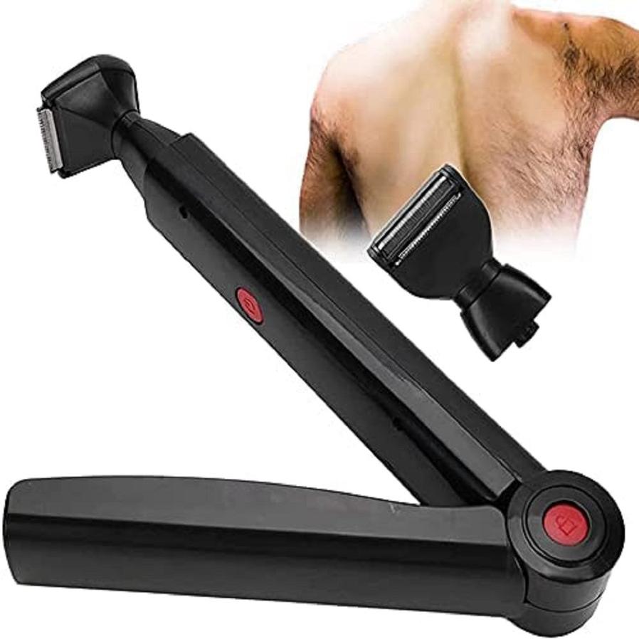 JMT-804874 Electric Back Hair Shaver with 180° Foldable Handle and Dual Blades for Safe, Smooth Hair Removal