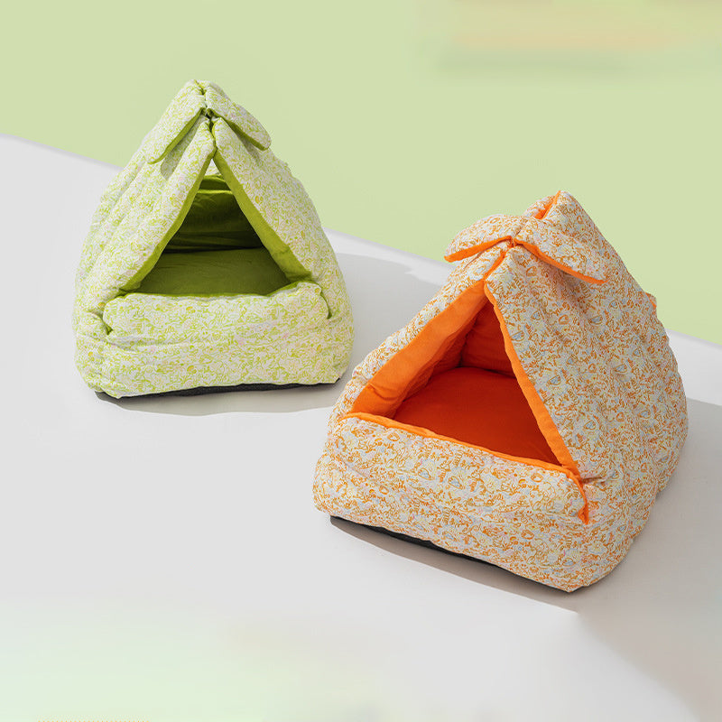 JMT-804938 Cozy Rabbit Triangle Nest for Cats and Dogs - Thickened, Semi-Enclosed, Double-Sided for All Seasons