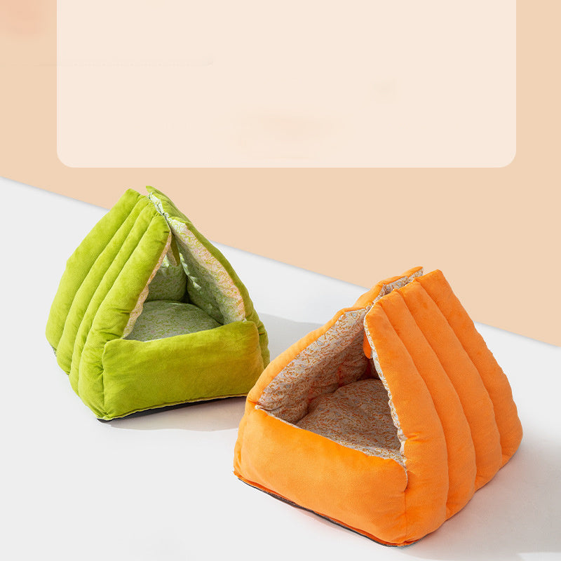 JMT-804938 Cozy Rabbit Triangle Nest for Cats and Dogs - Thickened, Semi-Enclosed, Double-Sided for All Seasons