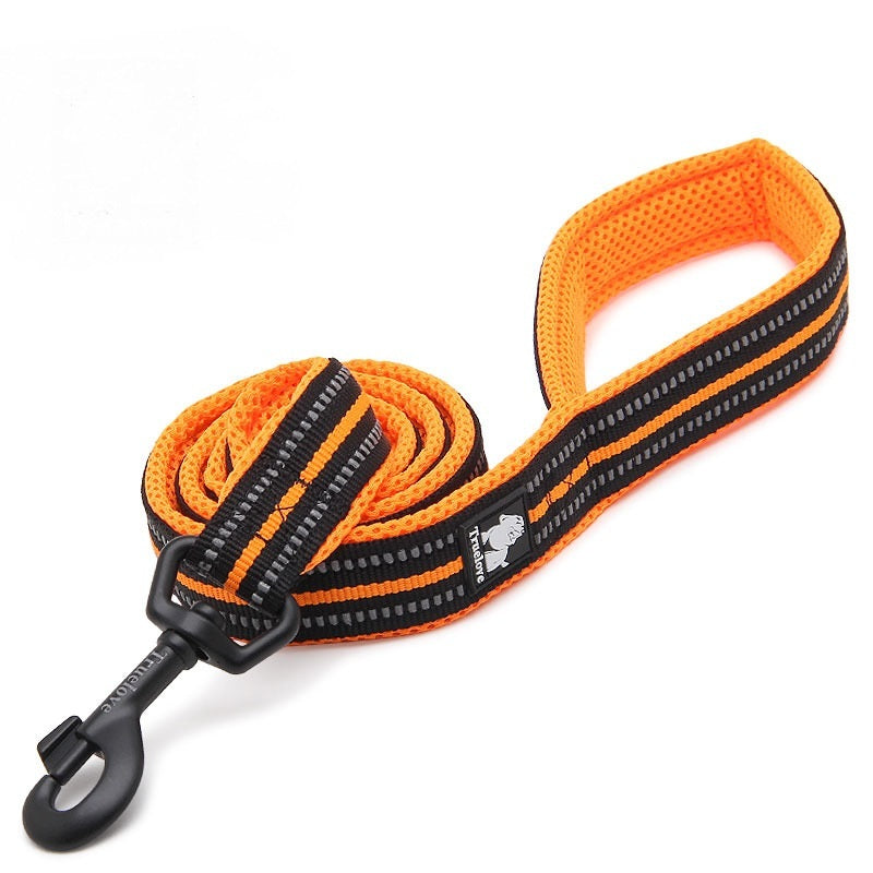 JMT-805130 Reflective Nylon Dog Leash with Zinc Alloy Buckle - Soft, Durable, 110cm Length for Small to Large Dogs