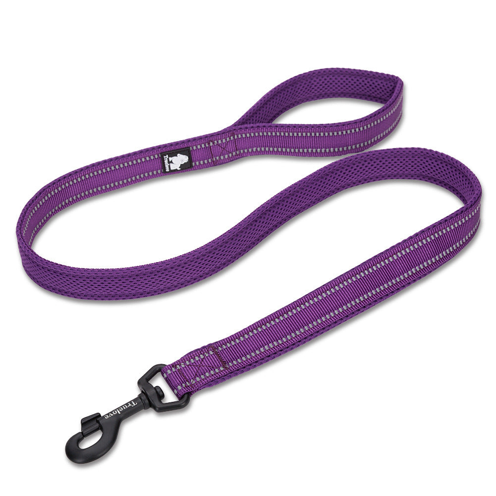 JMT-805130 Reflective Nylon Dog Leash with Zinc Alloy Buckle - Soft, Durable, 110cm Length for Small to Large Dogs