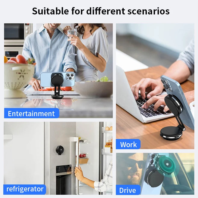 JMT-805450 360-Degree Adjustable Car Phone Holder with 10W Wireless Charging and Dual Vacuum Suction Cups
