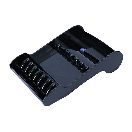 JMT-806090 Stylish Scissors Storage Box for Hairstylists - Non-Slip Display Rack in Black and Grey, Holds 6-8 Scissors