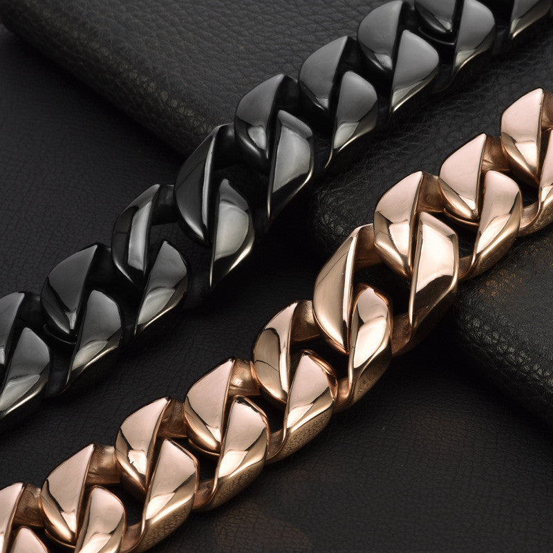 JMT-806282 Stainless Steel Rose Gold 32MM Wide Dog Leash for Medium and Large Dogs