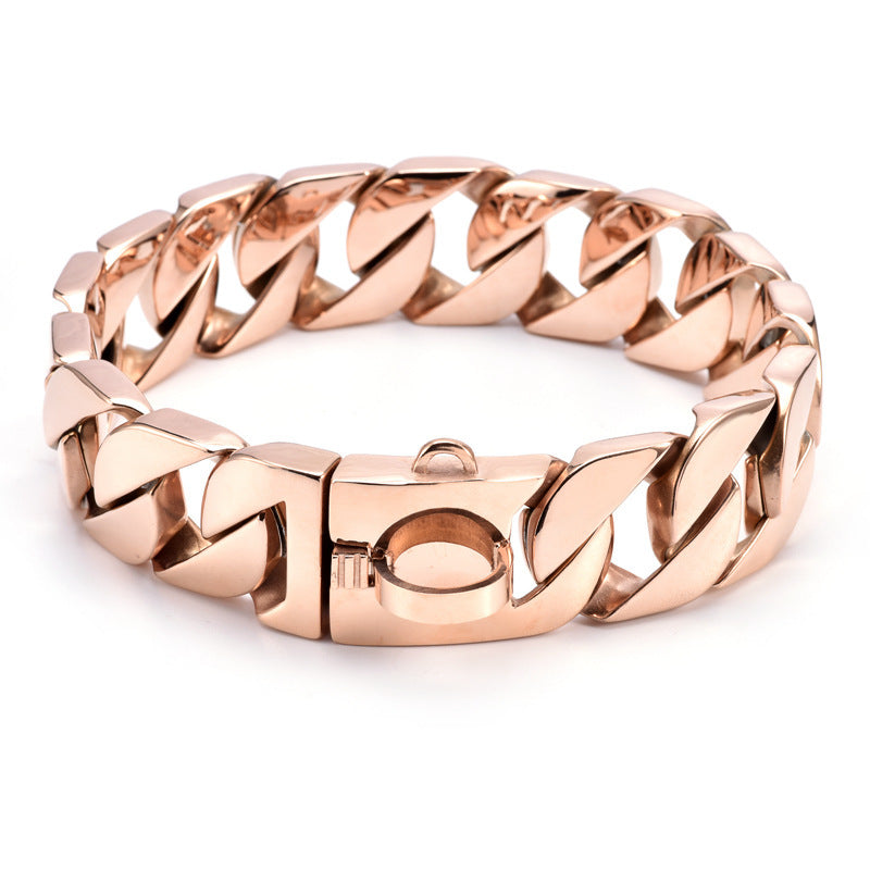 JMT-806282 Stainless Steel Rose Gold 32MM Wide Dog Leash for Medium and Large Dogs