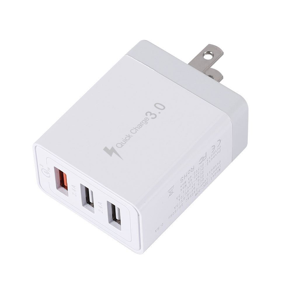 JMT-806474 3-Port USB Wall Charger - Fast Charging for EU, US, and UK Adaptors