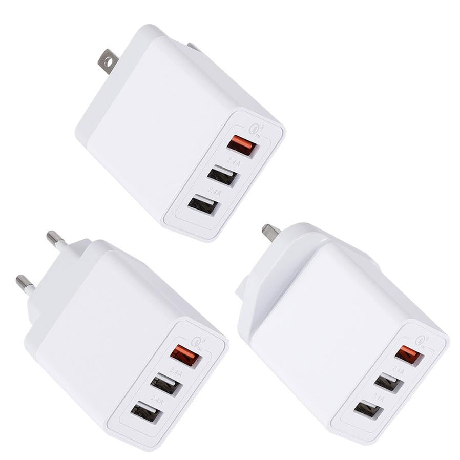 JMT-806474 3-Port USB Wall Charger - Fast Charging for EU, US, and UK Adaptors