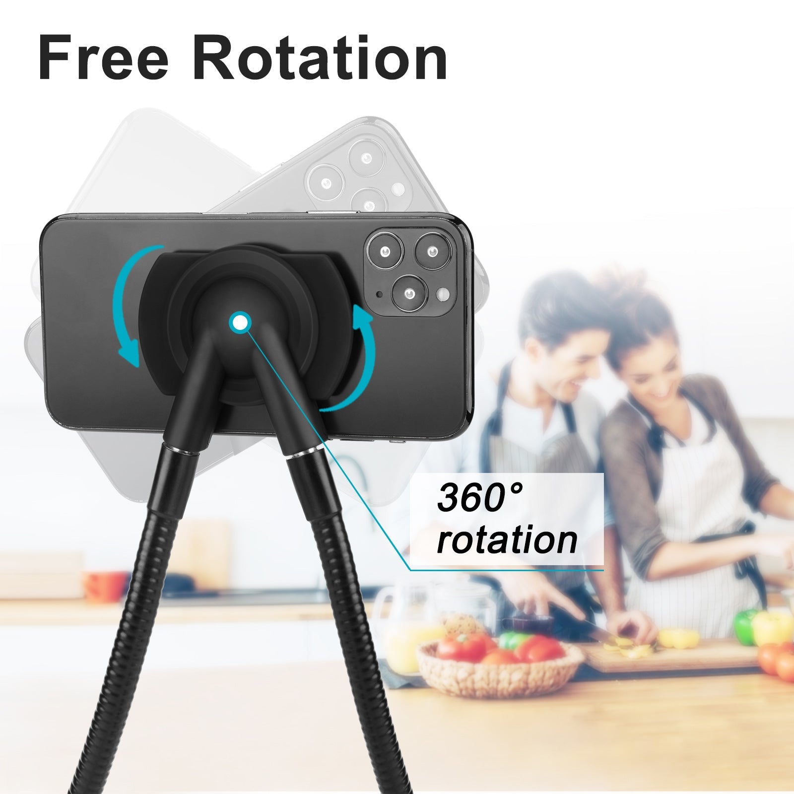JMT-806794 Universal Lazy Phone Holder Mount Stand for Live Streaming - Black/White
