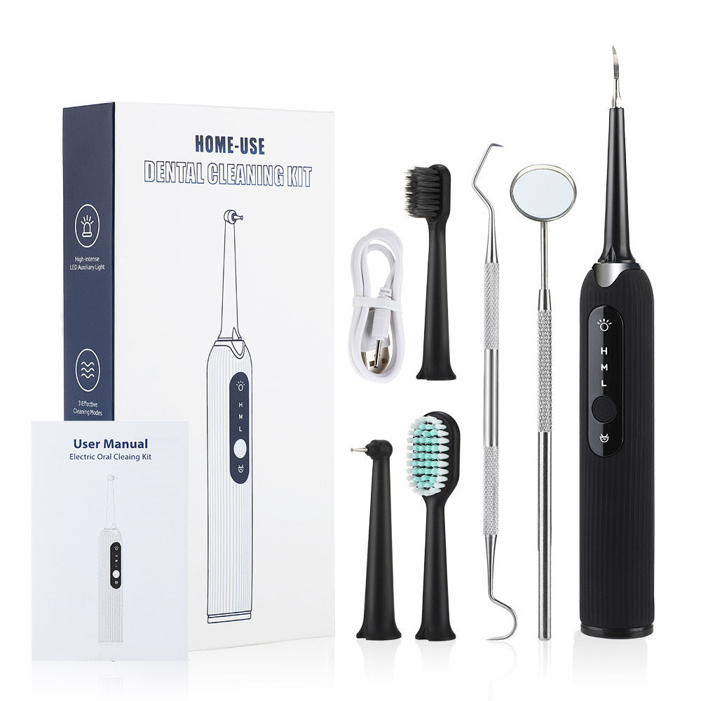 JMT-806922 Portable 3-Gear Oral Cleaning Tool with Ultrasonic Vibration and Four Cleaning Heads