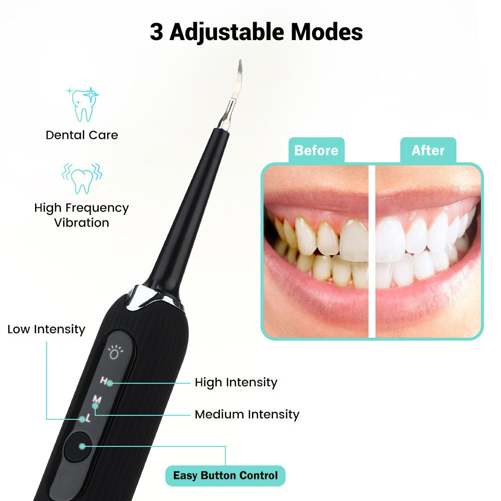 JMT-806922 Portable 3-Gear Oral Cleaning Tool with Ultrasonic Vibration and Four Cleaning Heads