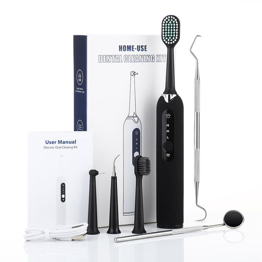 JMT-806922 Portable 3-Gear Oral Cleaning Tool with Ultrasonic Vibration and Four Cleaning Heads