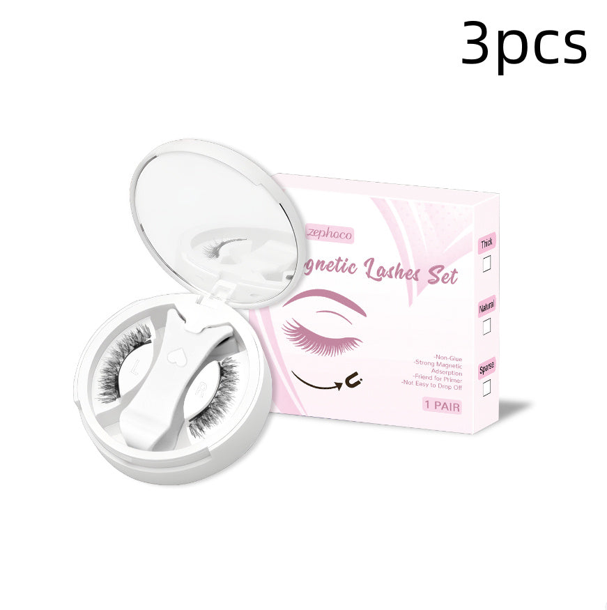 JMT-807050 Magnetic False Eyelashes Set - Includes 1/2/3 Pairs of Strips, Made with Chemical Fiber