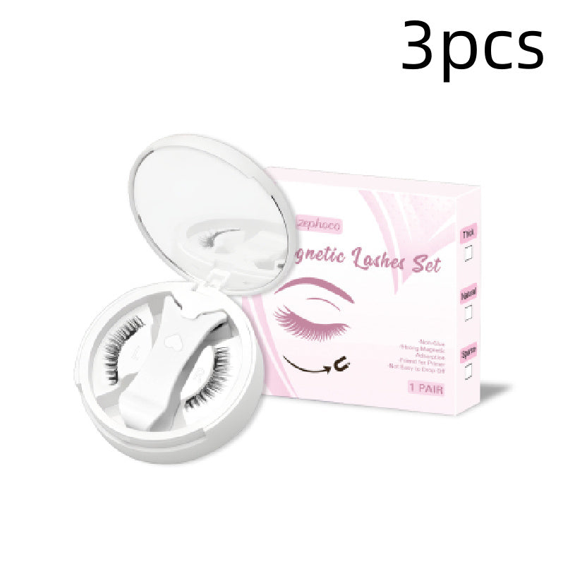 JMT-807050 Magnetic False Eyelashes Set - Includes 1/2/3 Pairs of Strips, Made with Chemical Fiber
