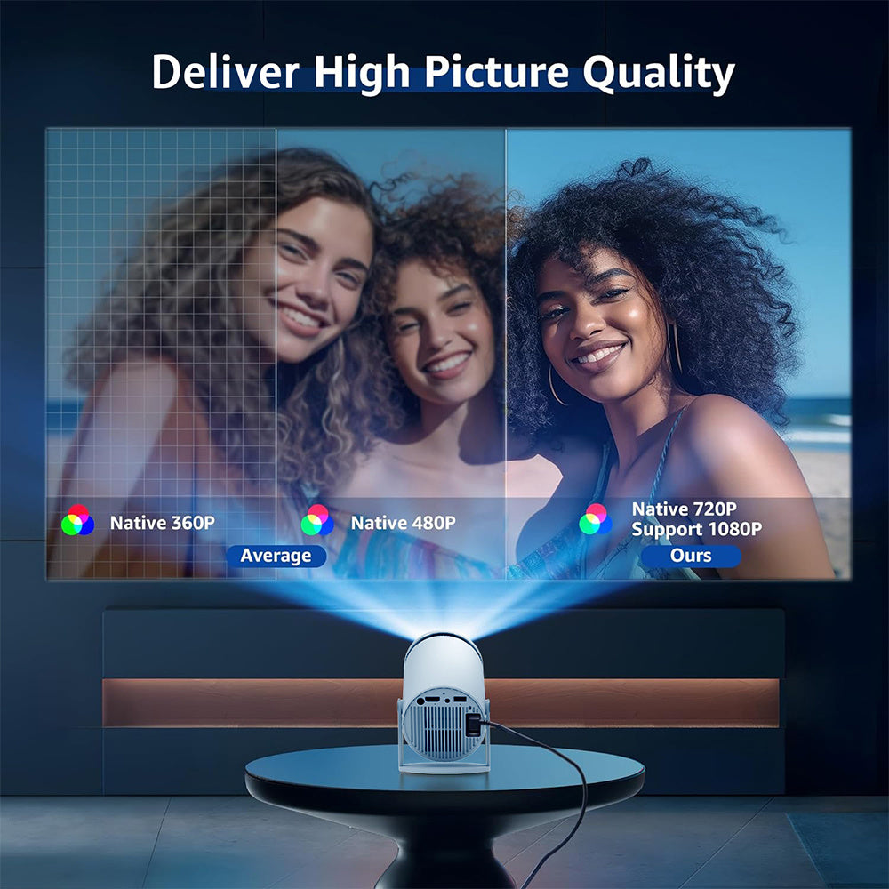 JMT-807114 Portable Mini 4K HD Projector with Bluetooth for Home Theater and Outdoor Use
