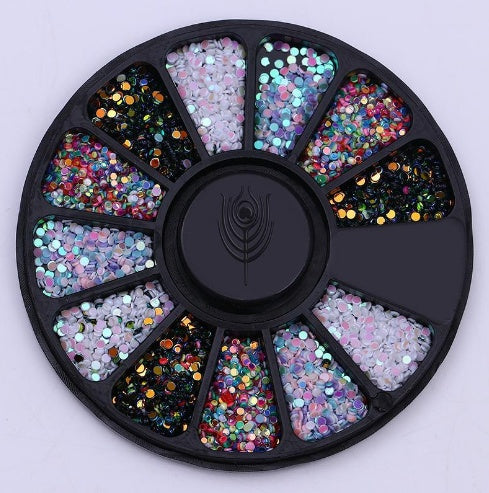 JMT-807242 Gold-Plated Fancy Shape Diamond Manicure Box - 12 Unique Designs in Alloy