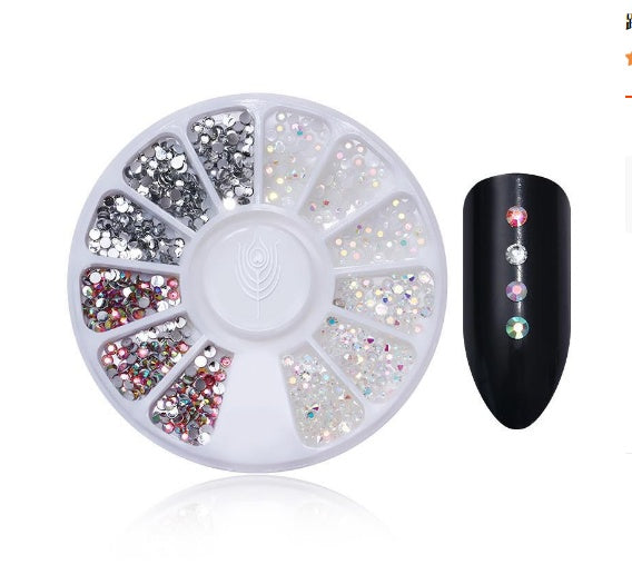 JMT-807242 Gold-Plated Fancy Shape Diamond Manicure Box - 12 Unique Designs in Alloy