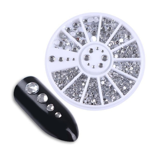 JMT-807242 Gold-Plated Fancy Shape Diamond Manicure Box - 12 Unique Designs in Alloy